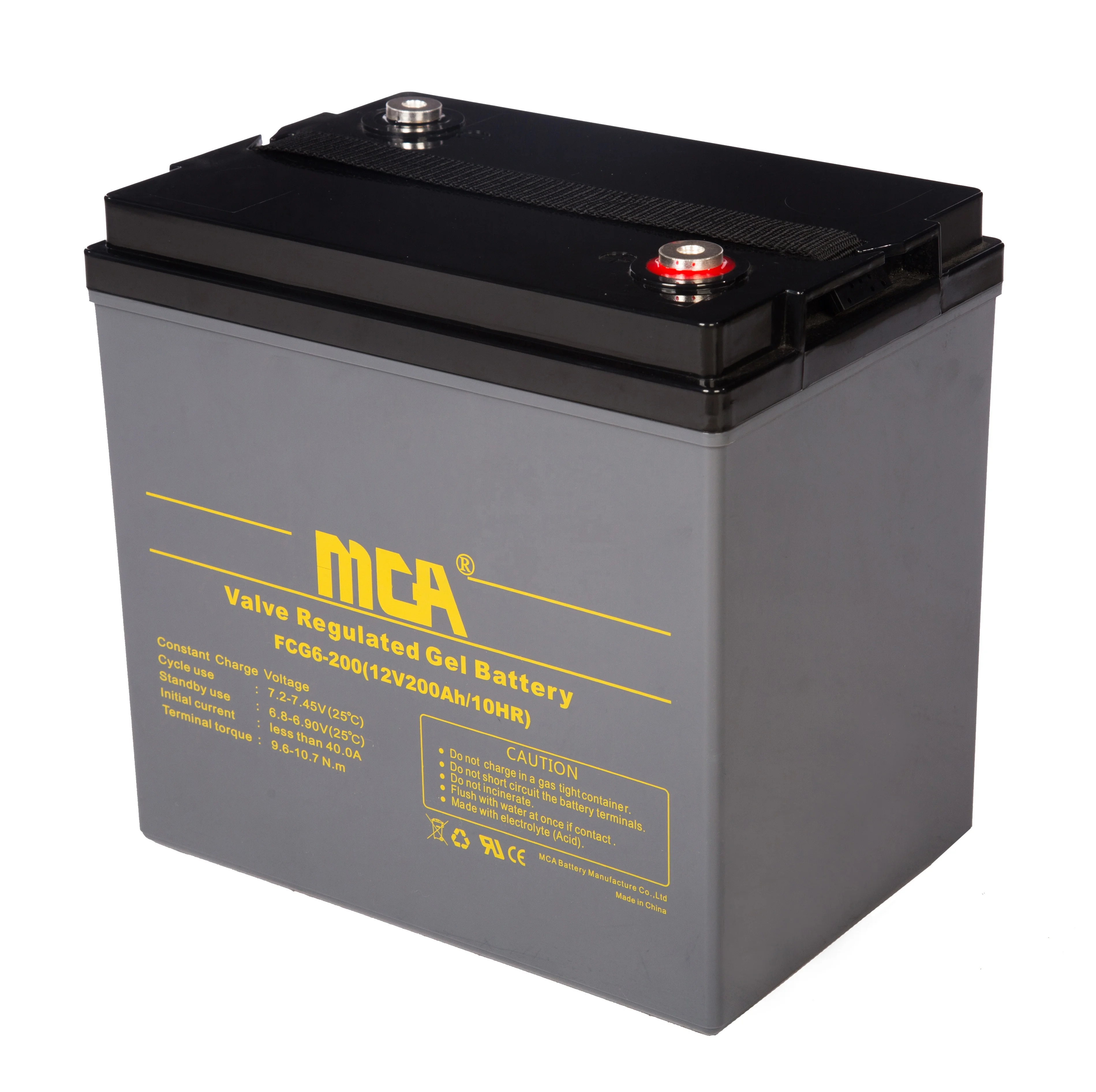 Безопасный для мощности 6 в 200 Ач свинцово-кислотный AGM VRLA гелевый глубокий цикл солнечной батареи