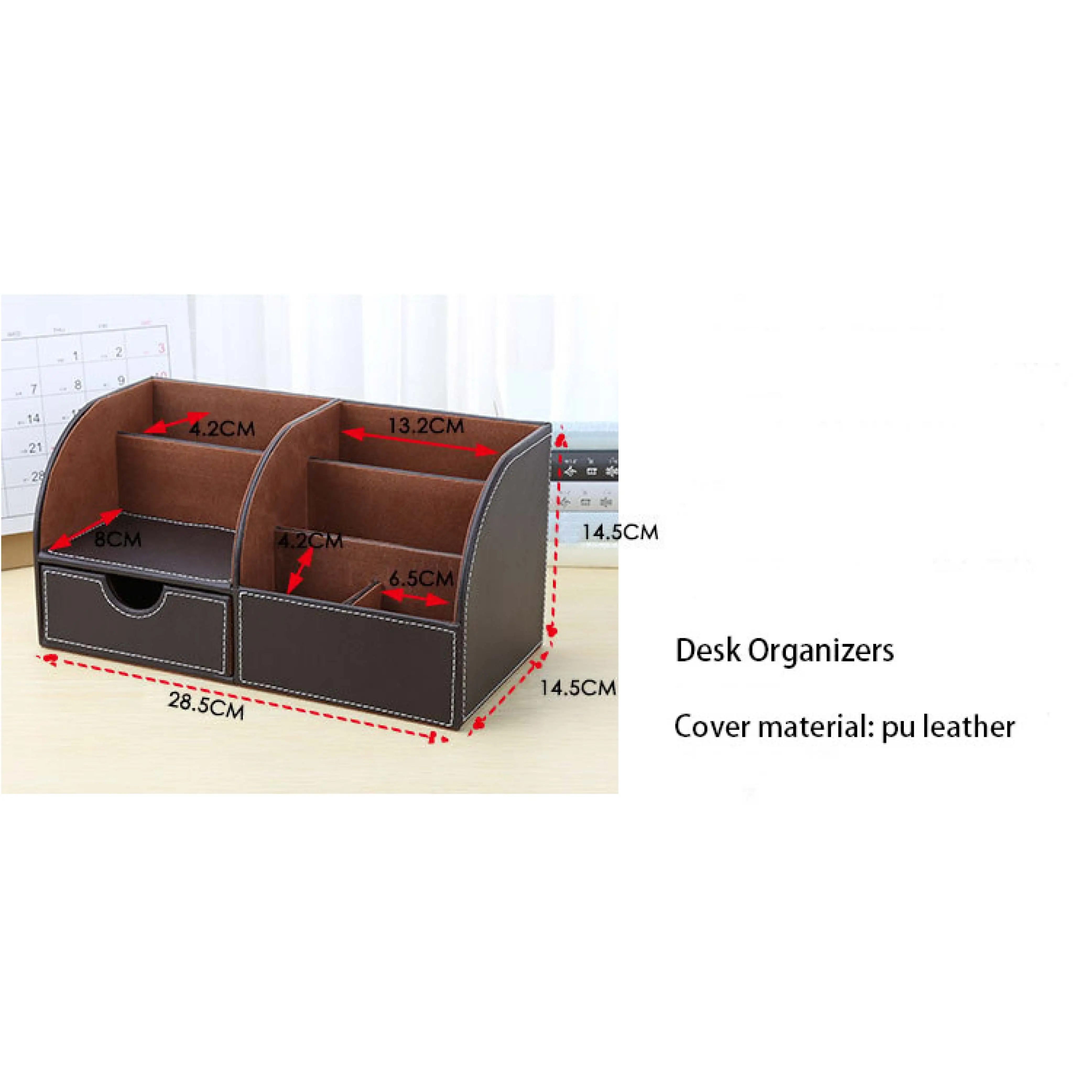 Multifunction Desk Accessories Organizer Pen Holder Custom Pu Leather School Home Desktop Storage Set Hotel Office Organizer