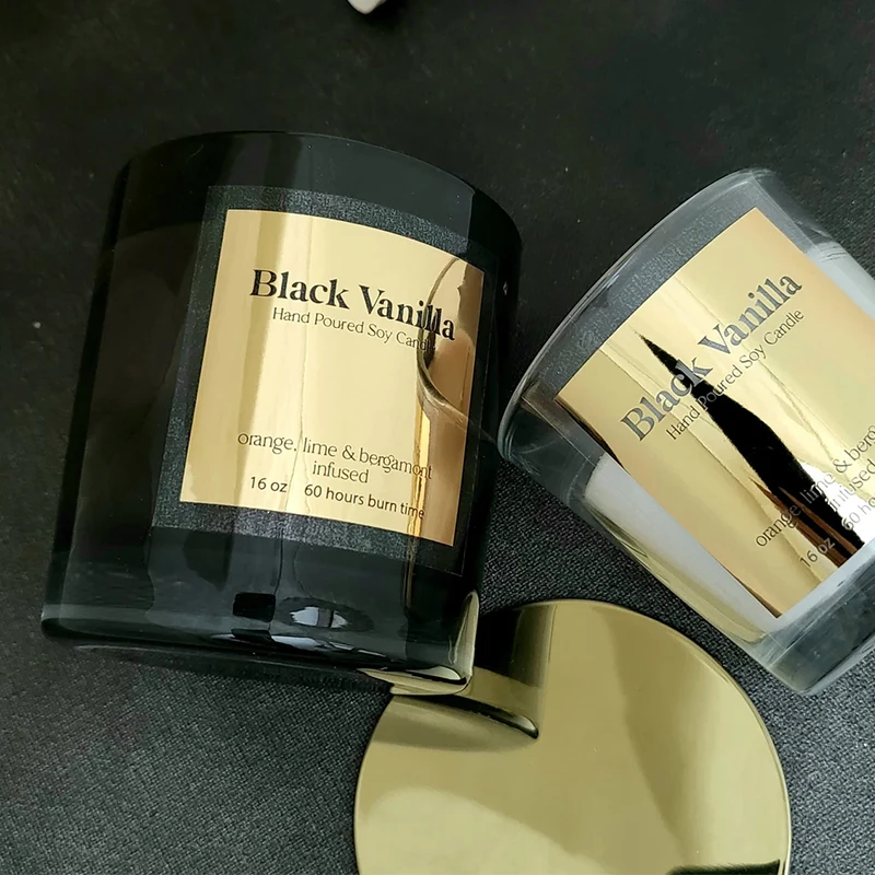 Customised Adhesive Sticker Printed Die Cut Gold Hot Stamping Film Vinyl PET Waterproof Transparent Embossed Label For Bottles