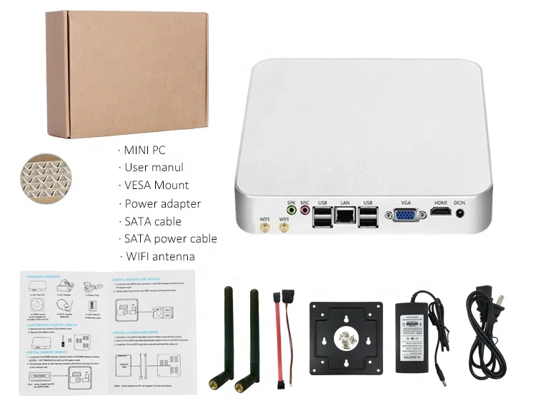 Small Form Factor PC Core i5 4200U 4K HTPC VGA USB WiFi Gigabit Ethernet Linux Win10 Office Mini Computer