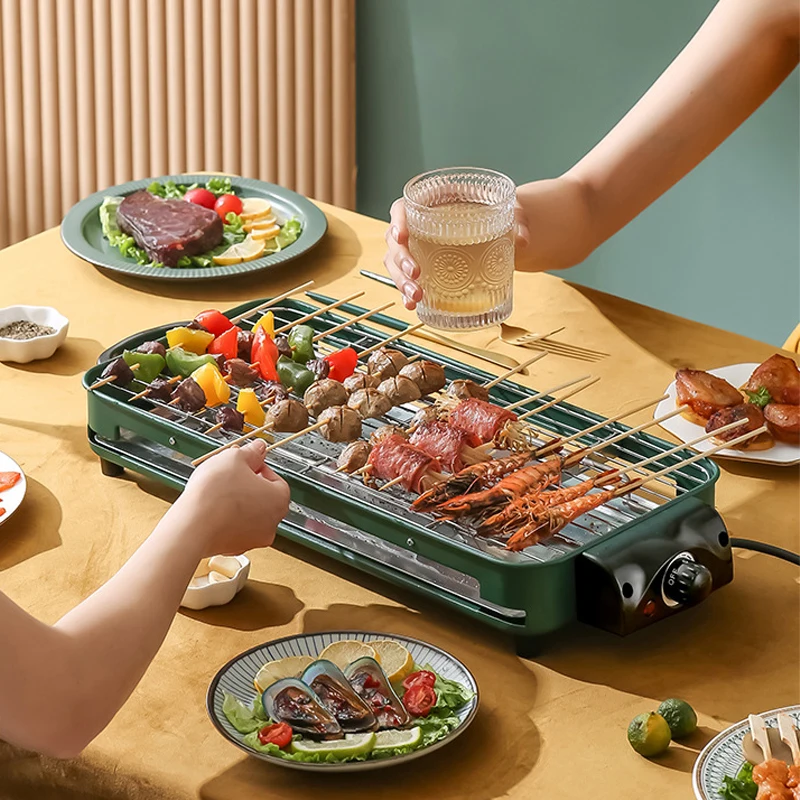 Electric Barbeque Grill Dismountable Oil Collector  Non-Stick Cooking Surface temperature control  SMOKELESS