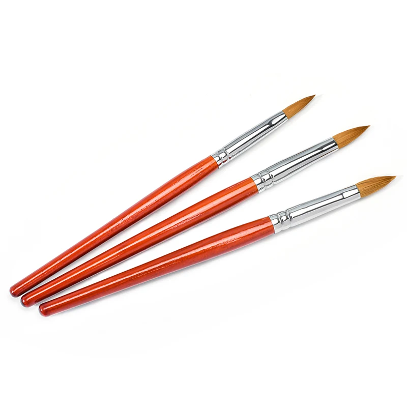 Popular Nail Art Brush Sable Acrylic Nail Brush Professional Red Wood Brush Painting Carving Tools Nails Art Gel pen