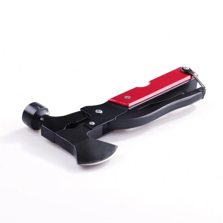 Stainless Steel Outdoor Portable Multi-Function Tool Camping Axe Safety Hammer Pliers Corkscrew Knife