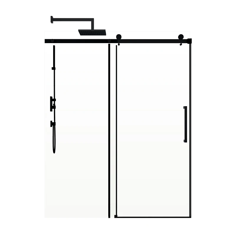 Adjustable Track Tempered Glass Frameless Sliding Shower Door Bathroom