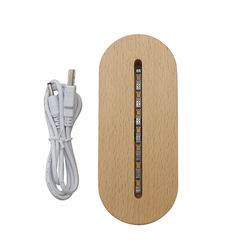 Factory directly Wholesale Led Night Light Table Lamp Wood Base with Battery box DC Cable