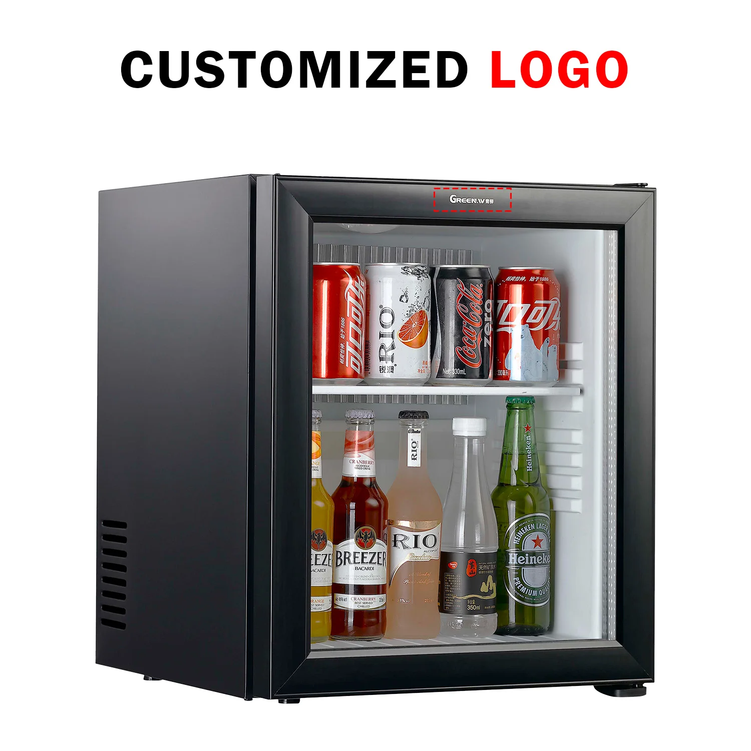 Customized portable standing 25L glass door mini refrigerator for hotel refrigerators