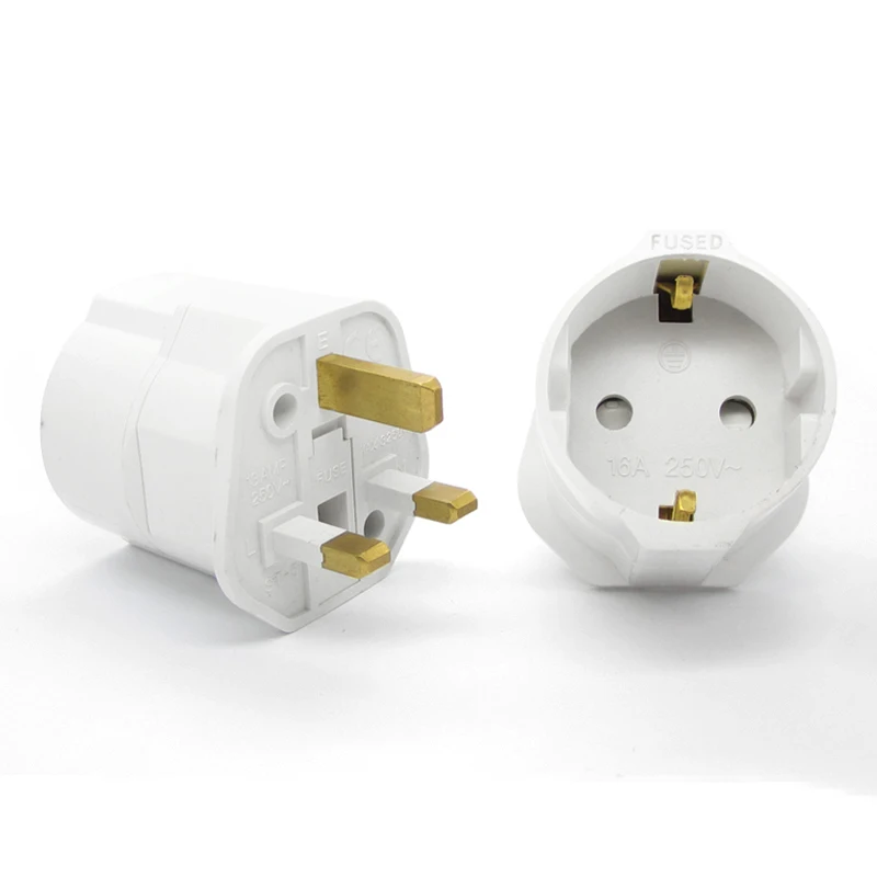 Socket Adapter Germany to England Plug Type G EU to UK Adapter  Universal travel Plug for India Singapore Malaysia white