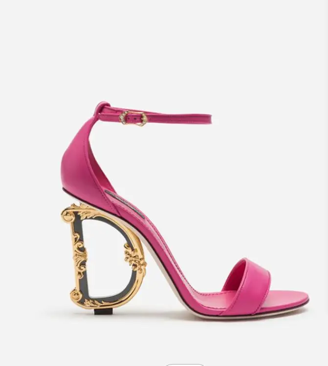 New Design Trendy Ankle Strap Sandals Summer Chunky Heels Peep-toe High Heels