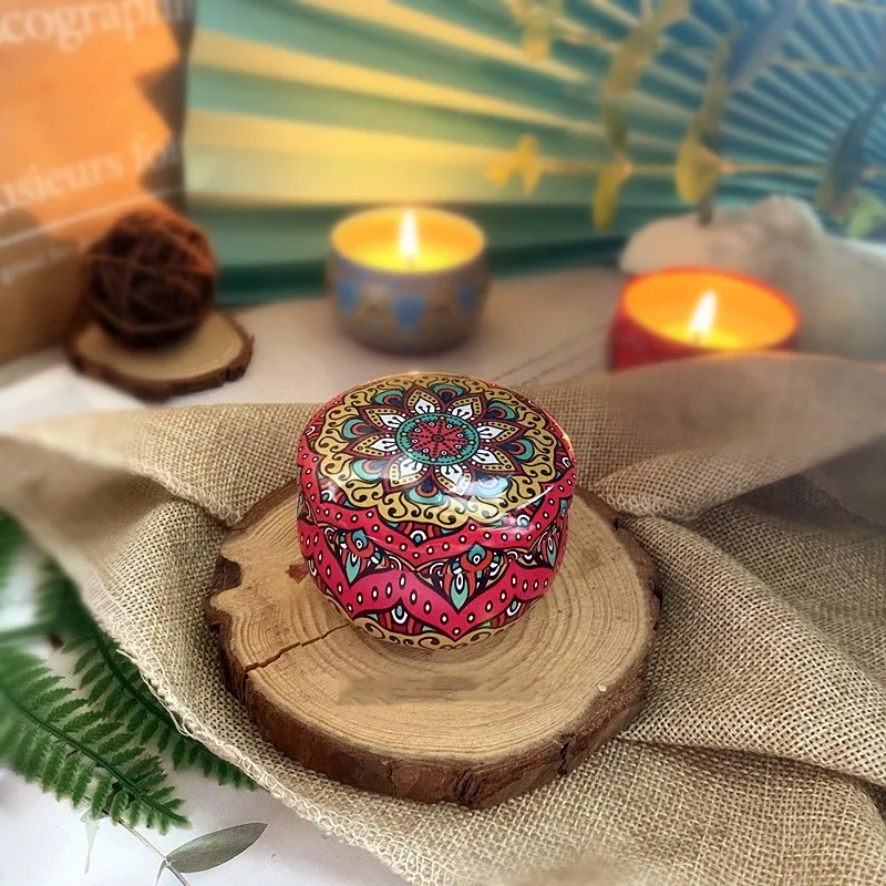 YML factory wholesale  dry flower scented soy wax candle  with tinplate box birthday wedding gift aroma fragrance candle