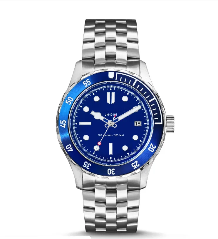 Blue dial steel case movement 300m diver watch automatic for men