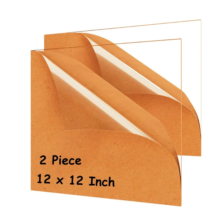 Two Piece 3mm Thick Acrylic Transparent Plates 12 ' x 12 ' Are Reusable for Displaying DIY Project Laser-Cut Perspex