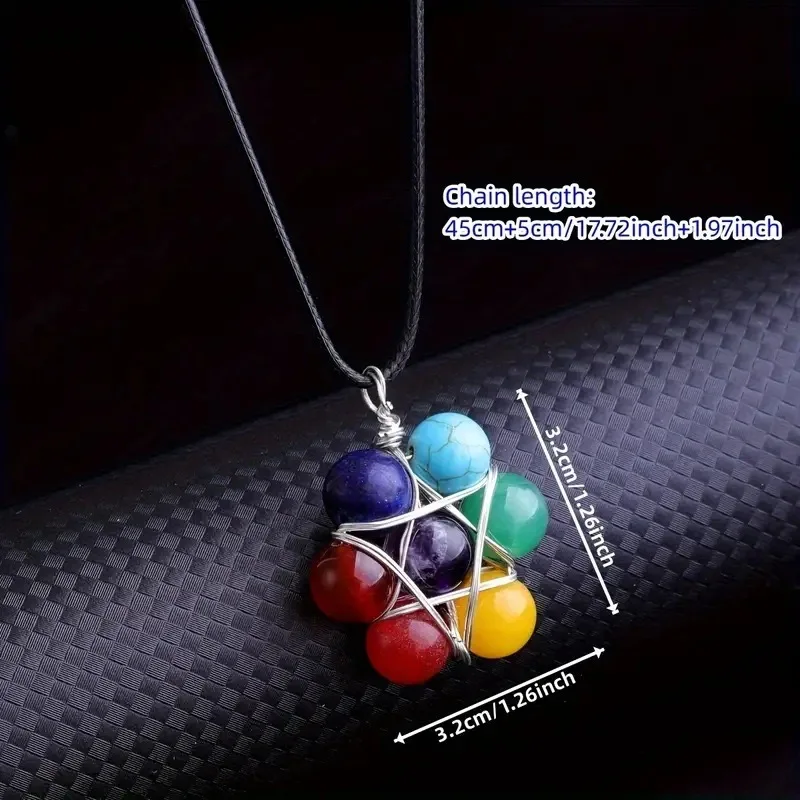 Natural Crystal Bead Hexagram Pendant Chakra Crystal Stone Bead Pendant for Healing Gift