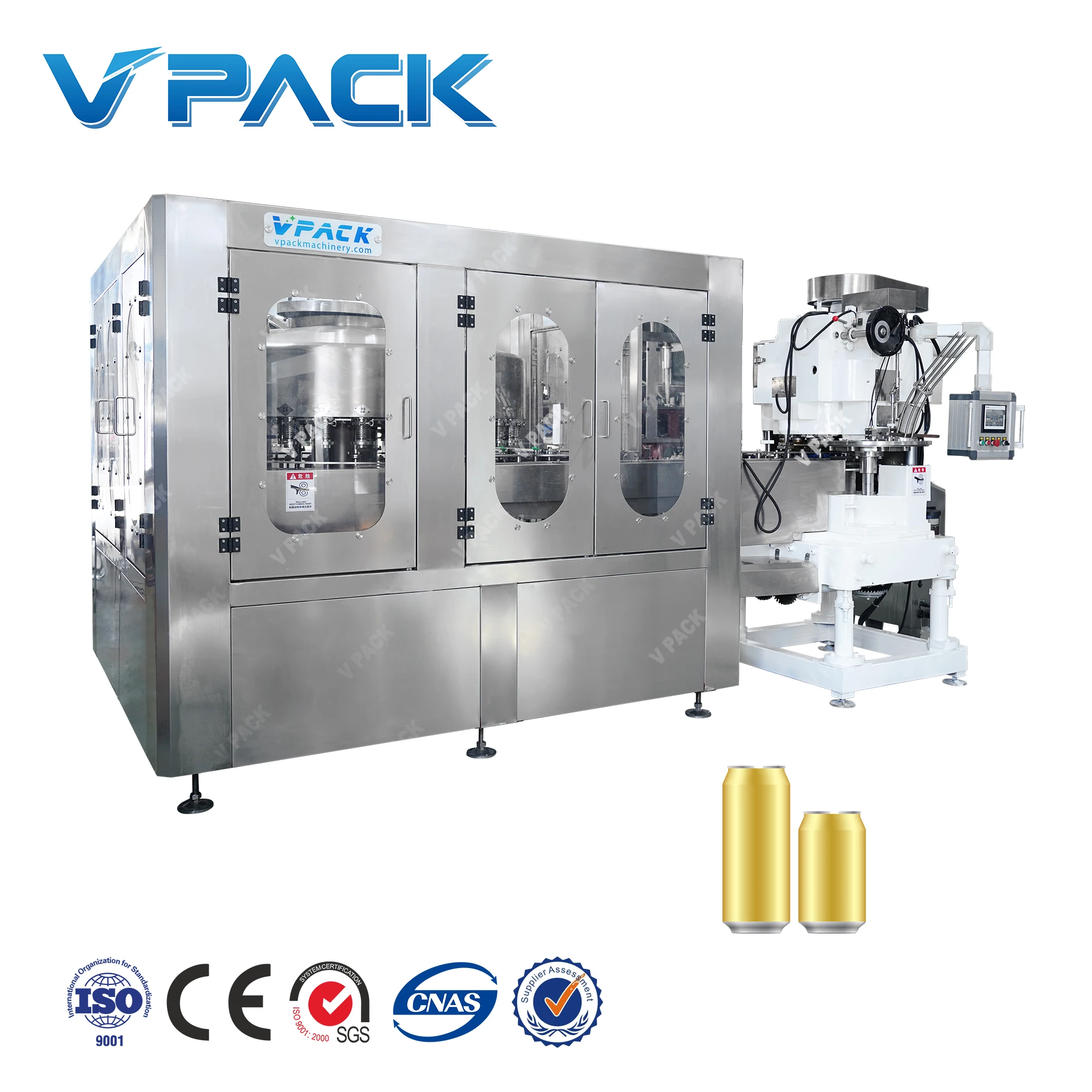 Automatic Beverage carbonated drink aluminum can filling machine / Turnkey project rotary beer canning sealing packing line