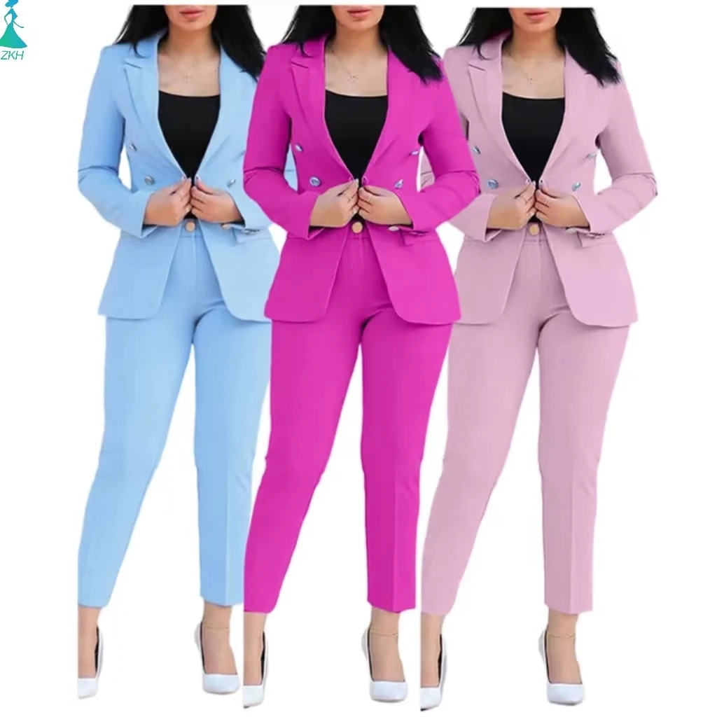 C0527 Manufacturers Business Suits For Women Fashion Slim Pants And Blazer Set Ladies Suits Office Wear Formal Suit