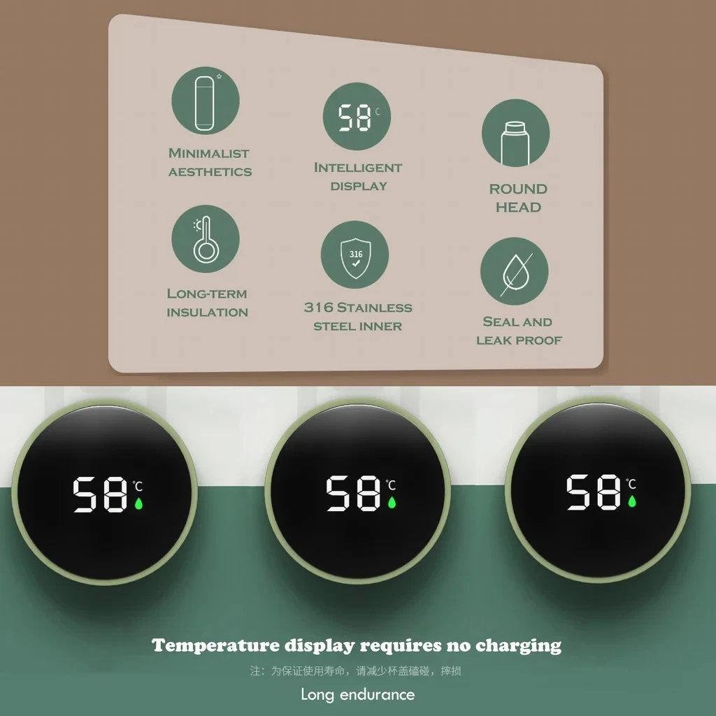 Leakproof 500ml Stainless Steel Smart Temperature Display Digital Vacuum Flasks Thermos Water Bottle With Reminder