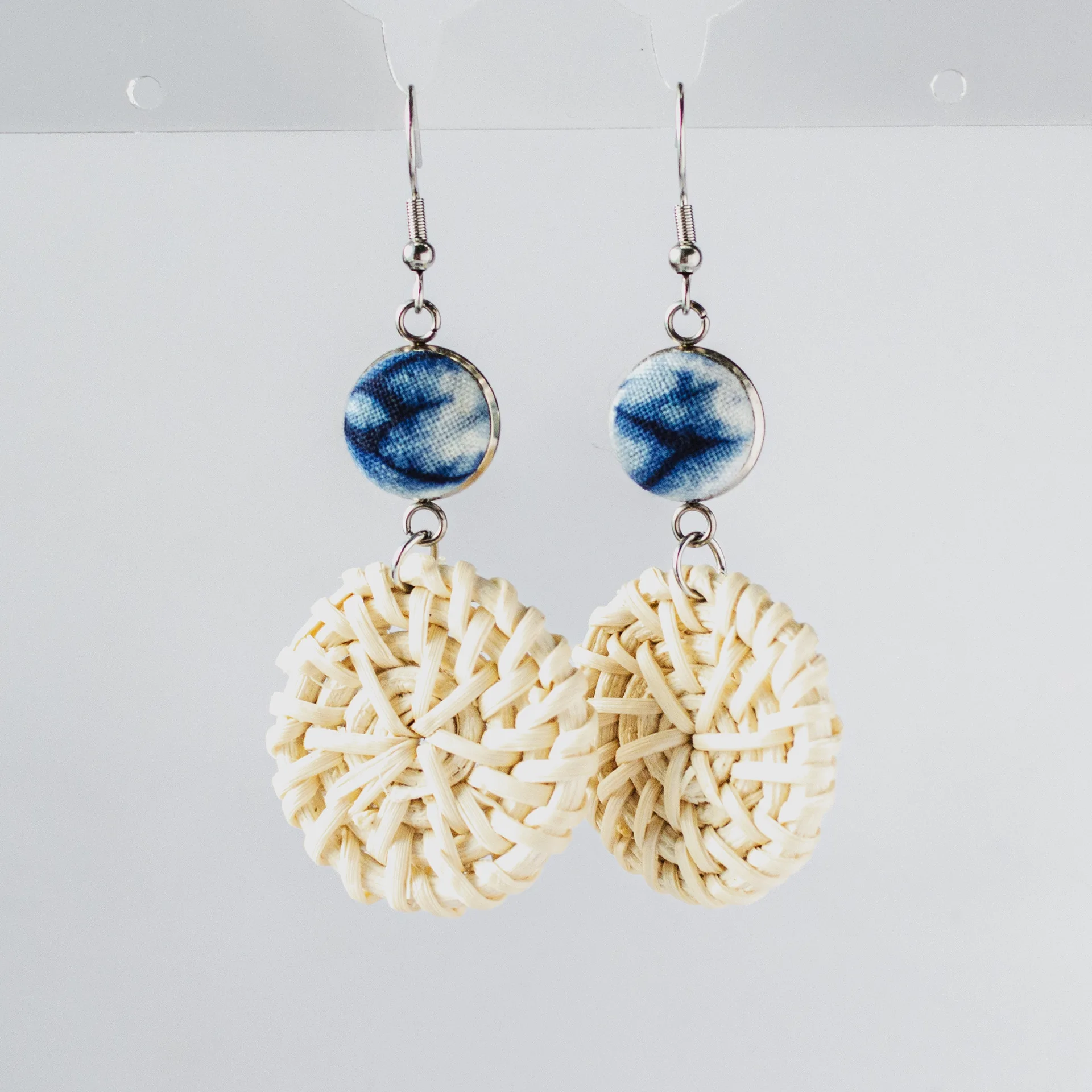 2025 Style Handmade Wooden Weave Bamboo Hoop Earrings Korea Rattan Earrings For Women Birthday Party Gift