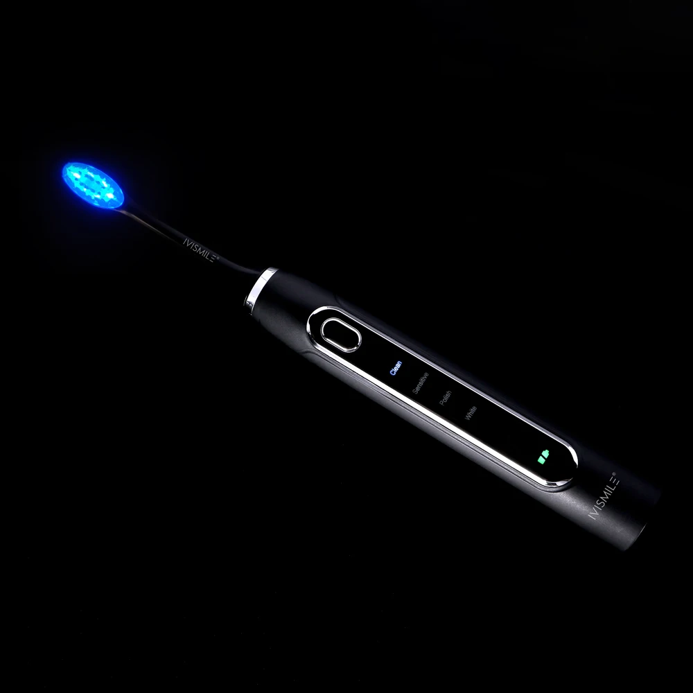 IVISMILE Ultrasonic Vibrating Soft Nylon Bristle Light Therapy Electric Toothbrush