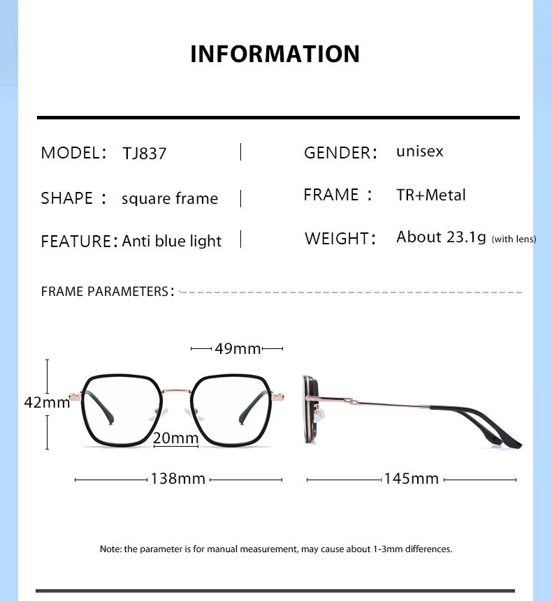 Men optical frame new model glasses eyewear gray anti-blue light radiation glasses female korean eyeglass gradient frame