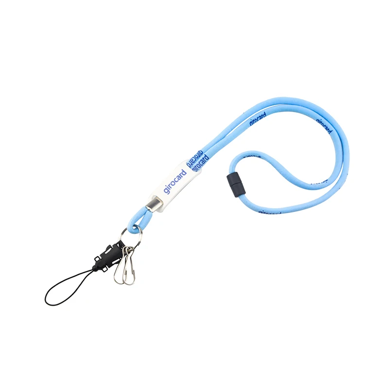 Customized Round Cord Jacquard Embroidery Woven Label Polyester Neck Strap Lanyard with Safety Breakaway Clip