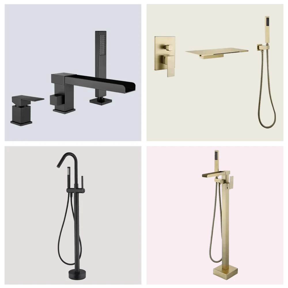 Hot Selling Contemporary Chrome Bathroom Shower Faucet Set Thermostatic Brass Tub Bathtub Faucet
