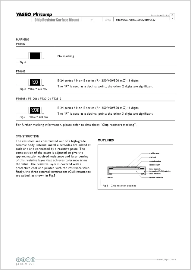 Thick Film 0603 1% 0.068R 1/3W High POWER Chip Resistor  PT Series SMD  low tcr 300ppm PT0603FR-7T0R068L