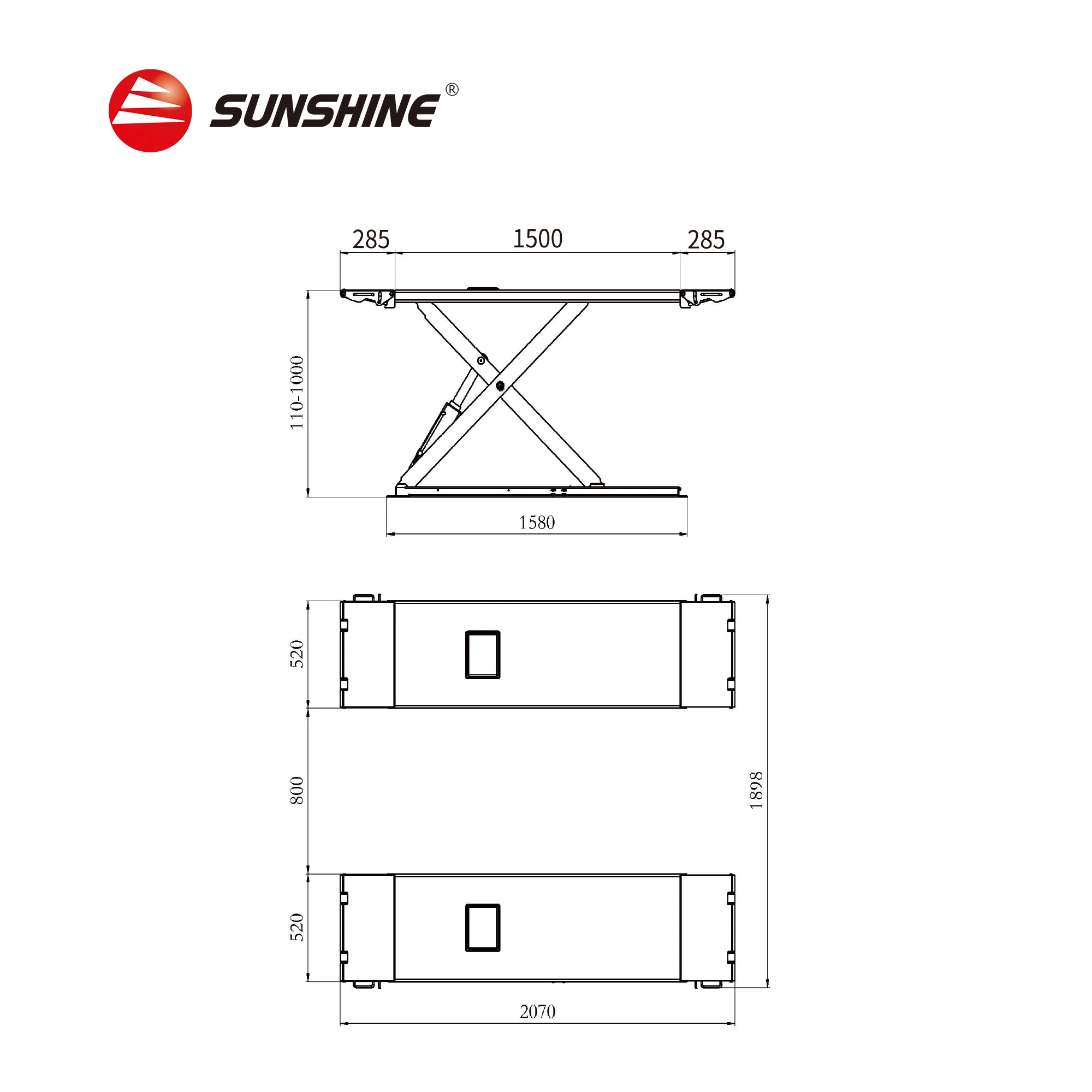 SXJS3210  Scissor Car Lift Small Scissor Car  Lift