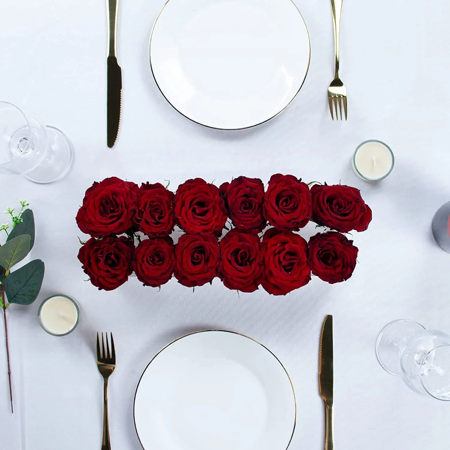 12 Inch Acrylic Rectangle Table Vase Floral Centerpiece - Clear Vase for Home Decor Wedding (Flowers Not Included)