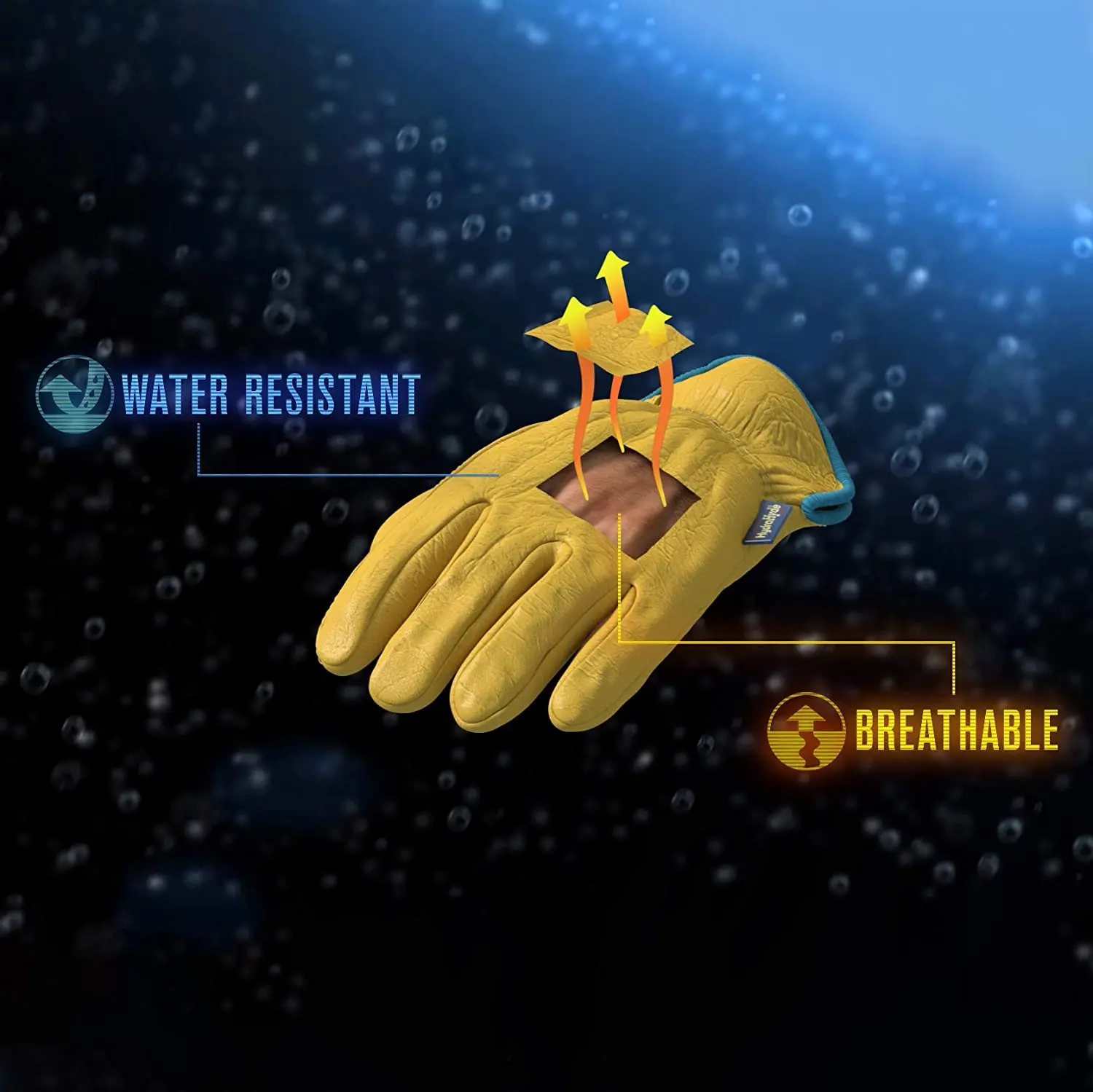 Premium Yellow Full Grain Cowhide Truck Leather Drive Gloves Water-Proof Protective Gardening Work Gloves