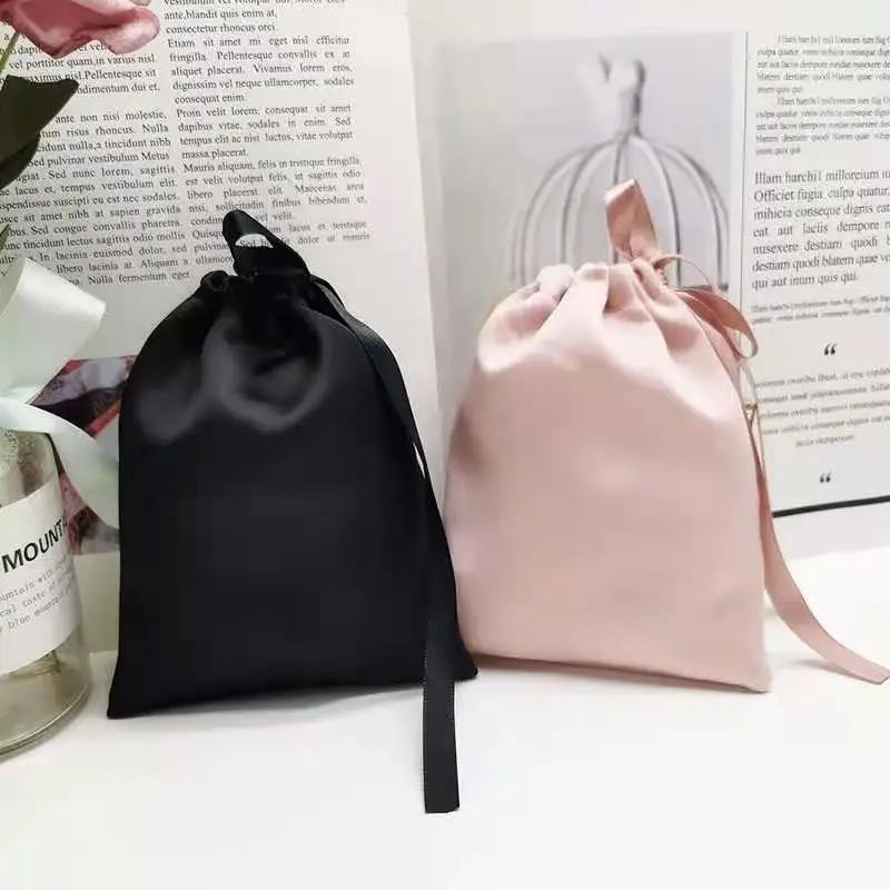 Cheaper factory price satin wig pouch bag custom logo satin bag packaging for jewelry