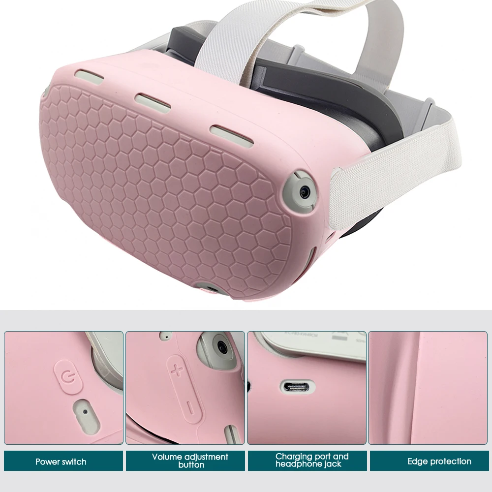 Suitable For Quest 2 Silicone Cover Combo Set With Protective Lens Cover Suitable For Meta/Oculus Quest 2 Face Pad Vr Accessory