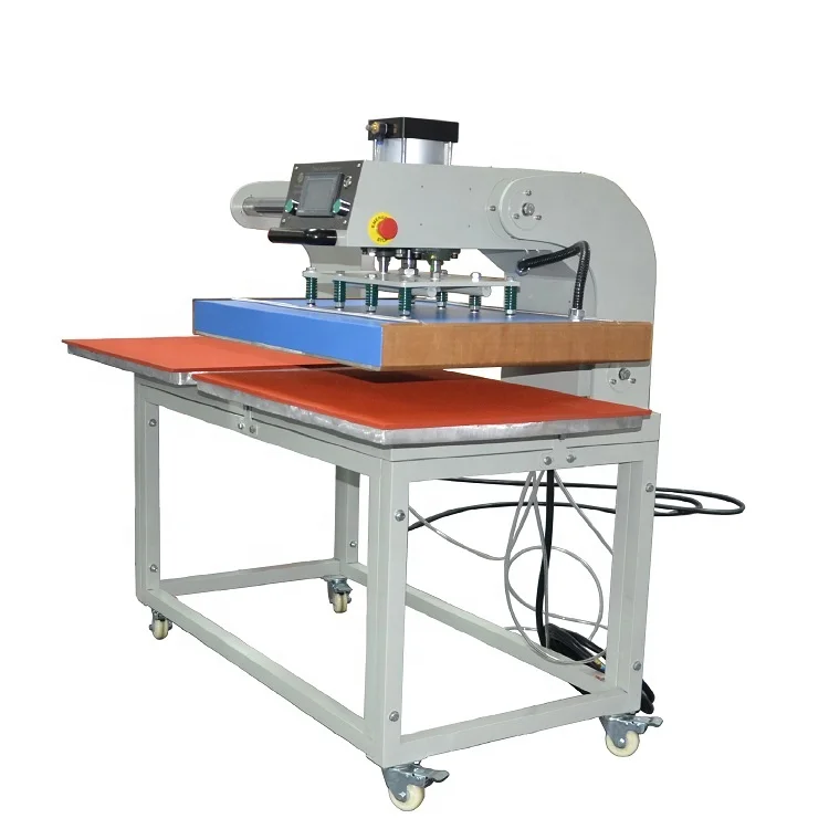 High quality up slide pneumatic double station heat press machine with horizontal table