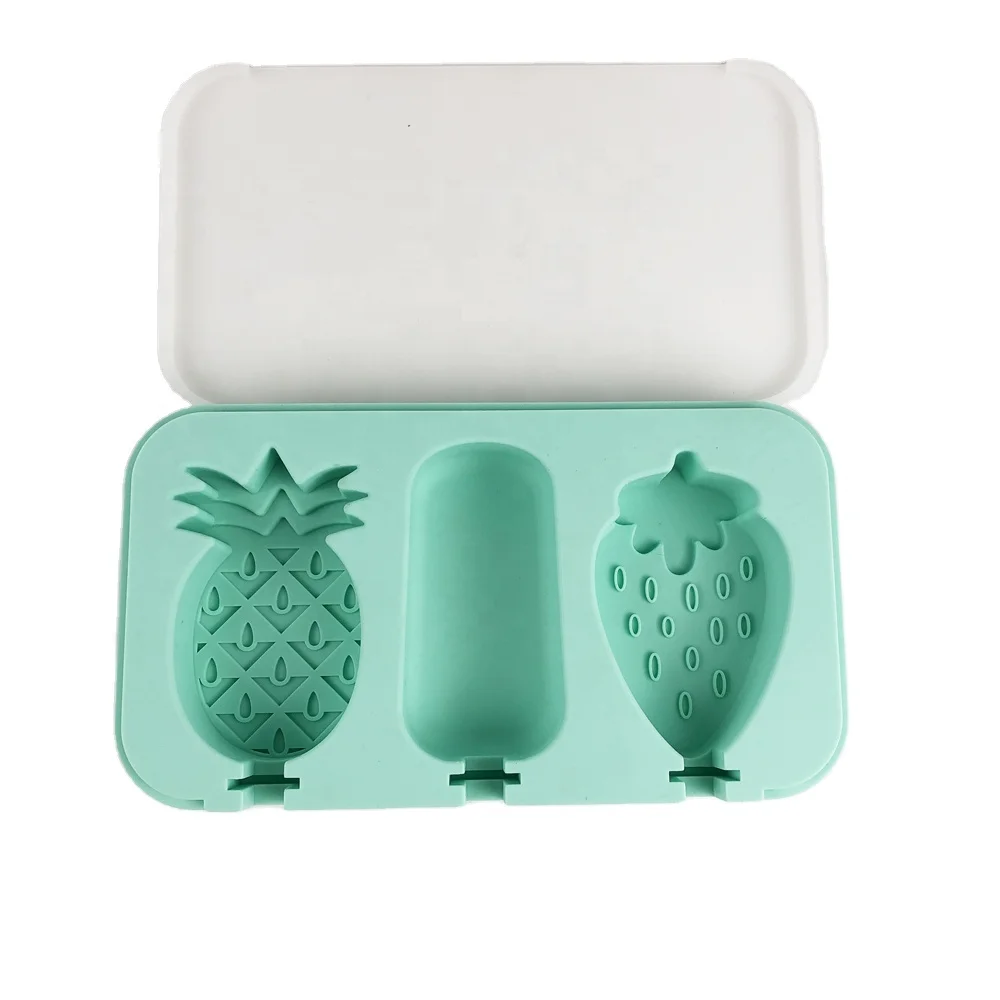 New colorful cute fruits home food grade multifunctional triple stick silicone trays ice cube mold cream moulds in summer