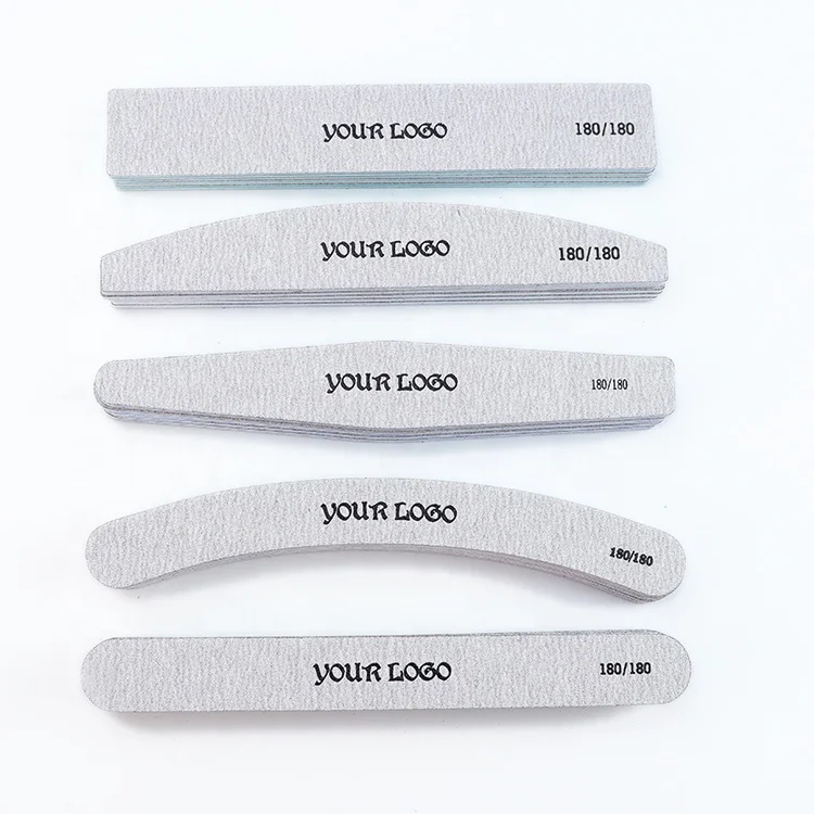 ZIRI фабрика поставляет Одноразовые маникюрные инструменты Известь Серый прямой алмаз банан Halfmoon форма красочные наждачные доски пилка для ногтей