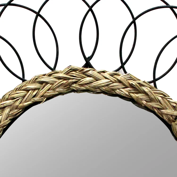 ARTMADE Gold Modern Luxury Mirrors Rattan Plaited Hanging Wall Art Nature Mirror Decor Wall Large Living Room Decorative Mirror