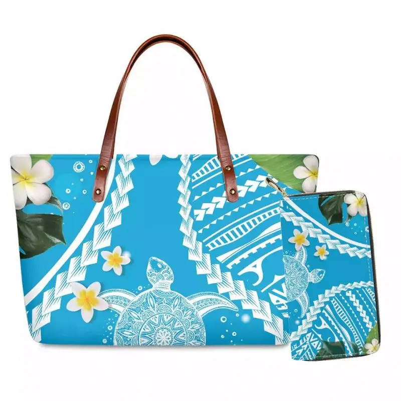 Wholesale Polynesian Tribal Hawaiian Turtle Pattern Tote Bag Custom Ladies Hand Bag Manufacturer The Tote Bag Handbags For