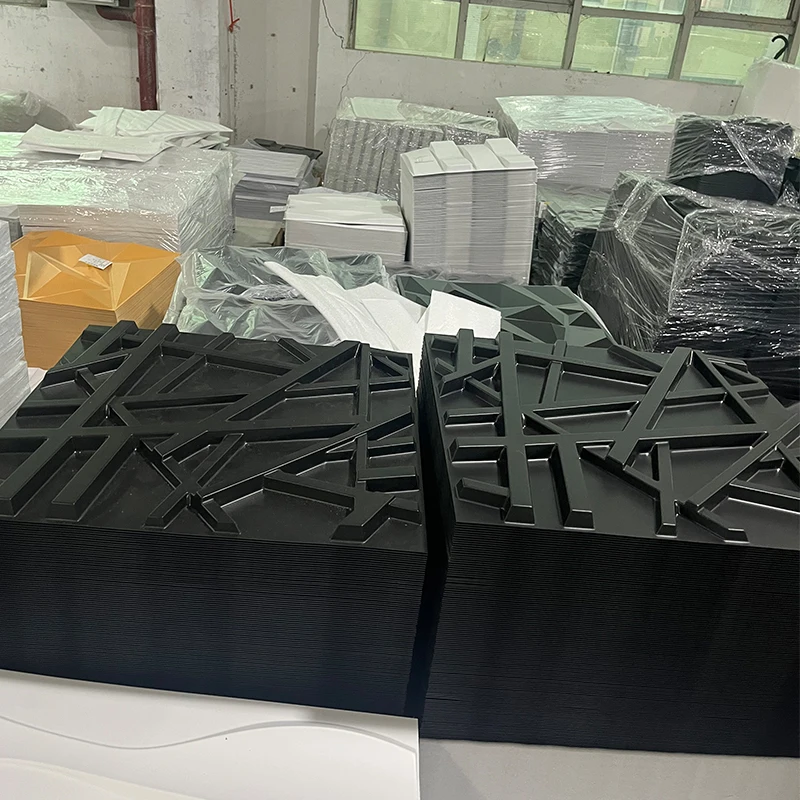 Friendly Interior Waterproof Black Bamboo shape 3D Pvc Wall Panels For Home Room Decor