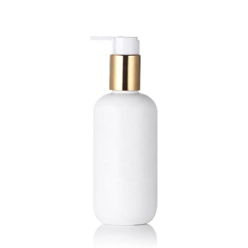 Empty Custom PE Plastic Cosmetic Packaging Cosmetics Bottles with Gold Lotion Spray Pump