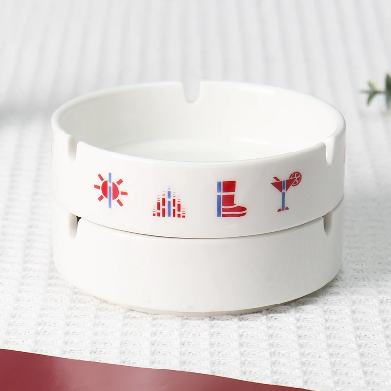Custom Logo Printed Restaurant Bar Hotel Home Cigarette Cigar Ashtray Portable Small Ceramic Ashtray
