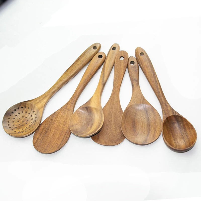 Wholesale Customizable Teak Wooden Cooking Spoon Small Acacia Kitchen Utensil Serving Spatula for Food Preparation