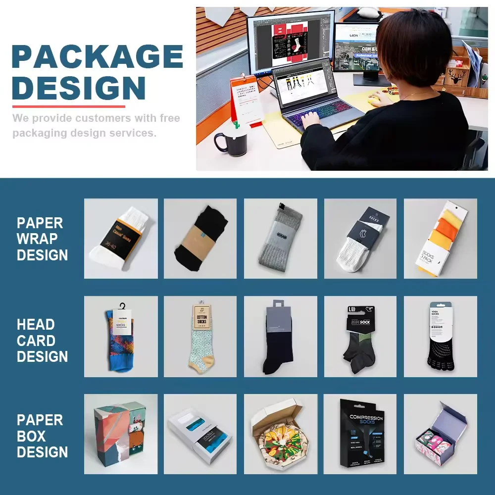 Business Black White Custom Mens Socks High Quality Designer Crew Cotton Custom Logo Knitted Outdoor Sports Comfortable Spring