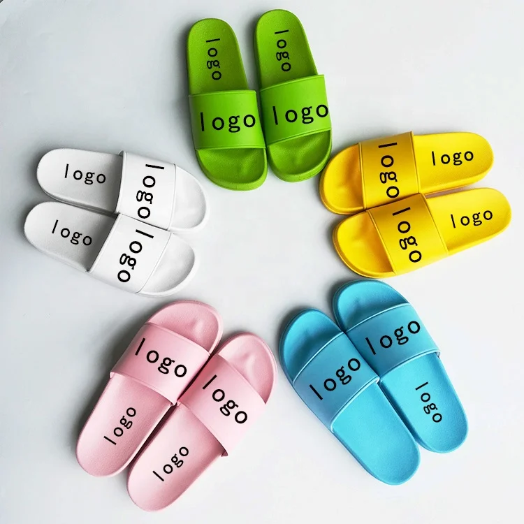 Slides With Logo Comfortable Indoor Outdoor Slides For Women Custom Plain Slides Rubber Slippers For Men With Logo