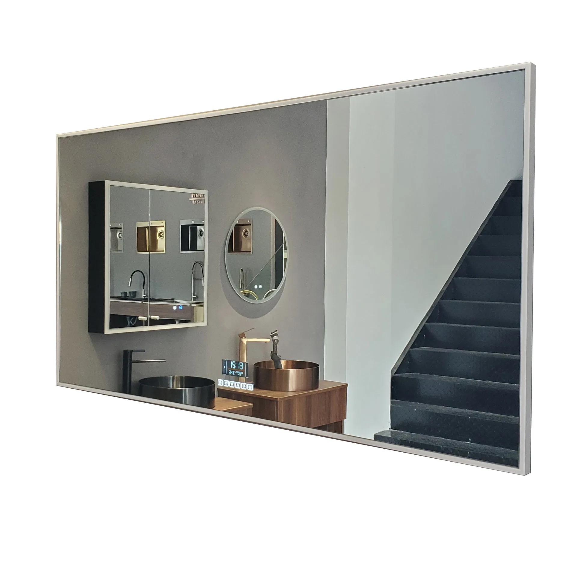 Modern Design Wifi Smart Interactive Mirror with LED Light and Defogger for Bathroom Cabinet
