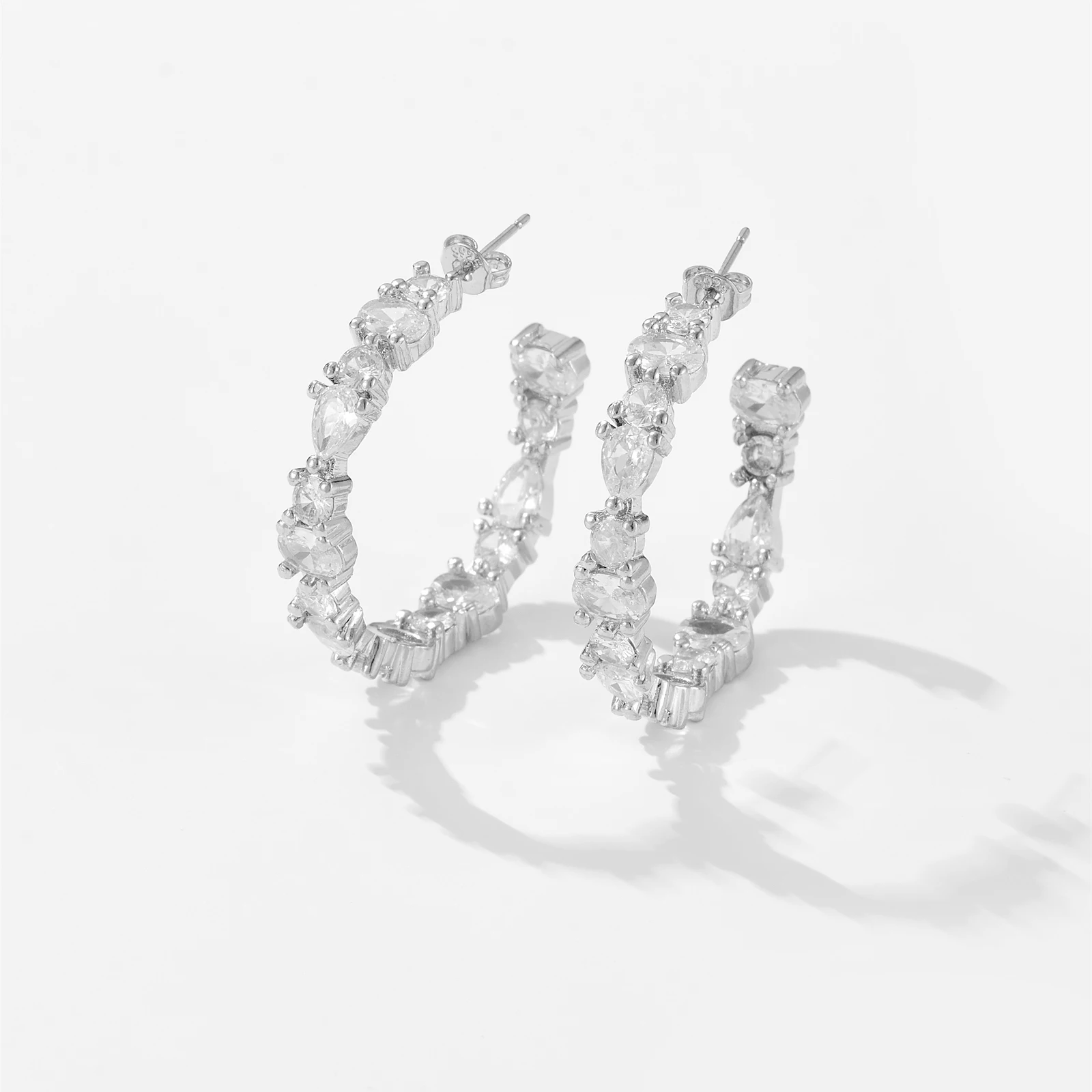 Custom Trendy High Quality Gold Plated Brass Earrings Women Silver Plated Earrings