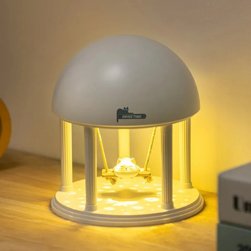 Dimmable Color Desk Table Lamp rechargeable Projector Romantic Mood Speaker Pet Cat Night Light with Music Box for Living Room