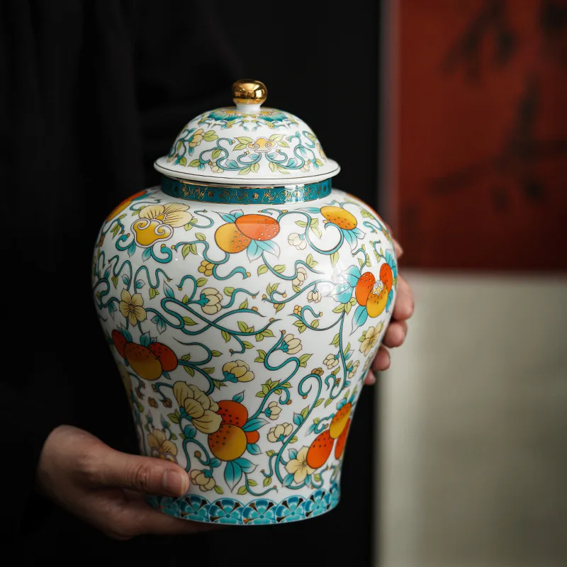 Large Capacity Modern Sealed Tea Tin Canister Porcelain Candy Food Jars Coffee Vaccum Container Ceramic Storage Jar Ginger Jar