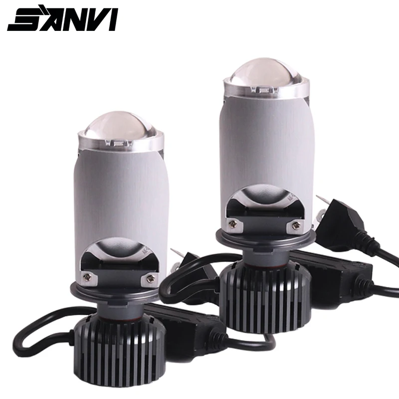 Sanvi High Quality 12V 5500K 35W H4 Mini LED Projector Lens Headlights for Automotive Available for Hilux Universe Fit Models