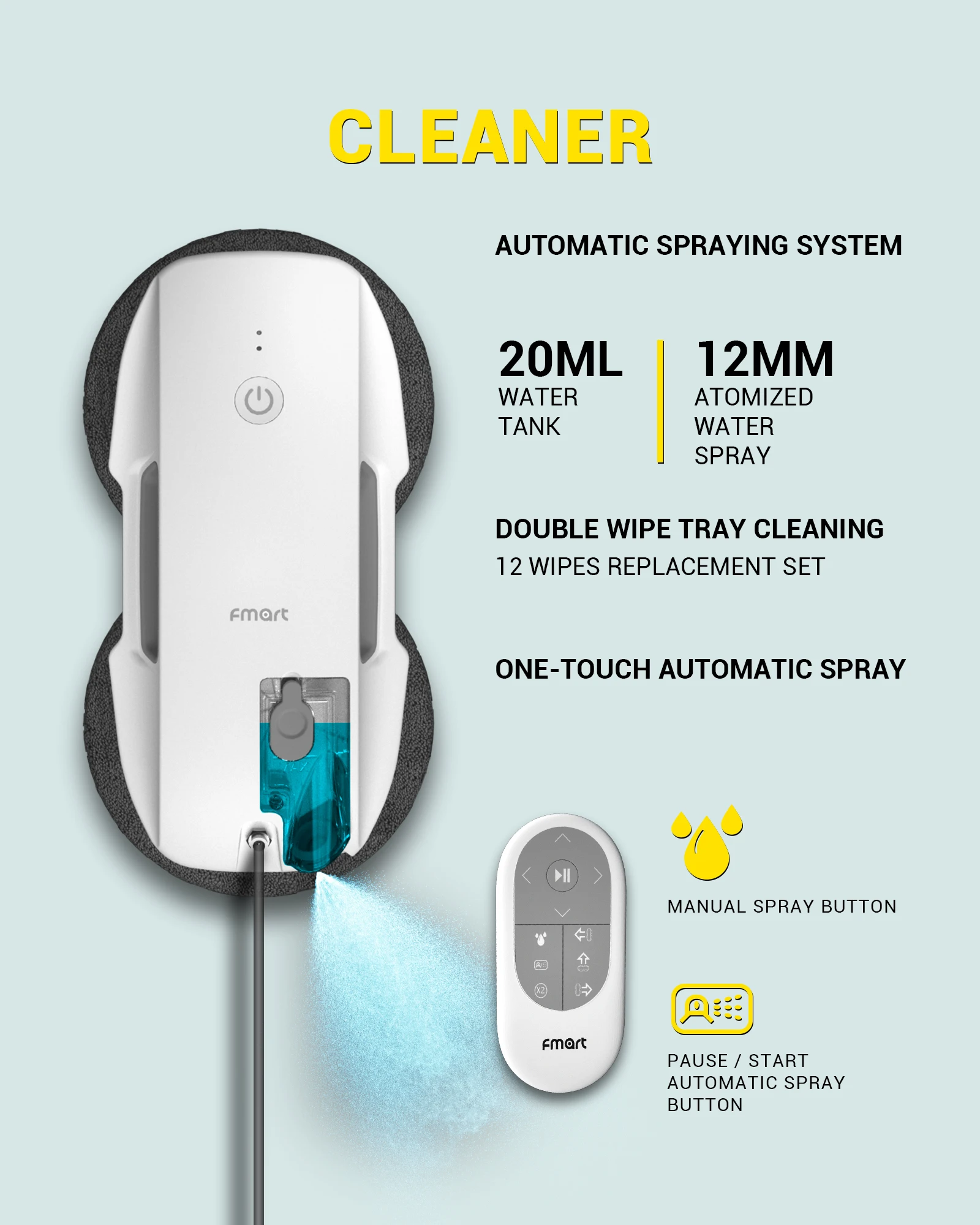 Smart Window Cleaning Robot Auto Spray Water Window Cleaning Robot Window Cleaner