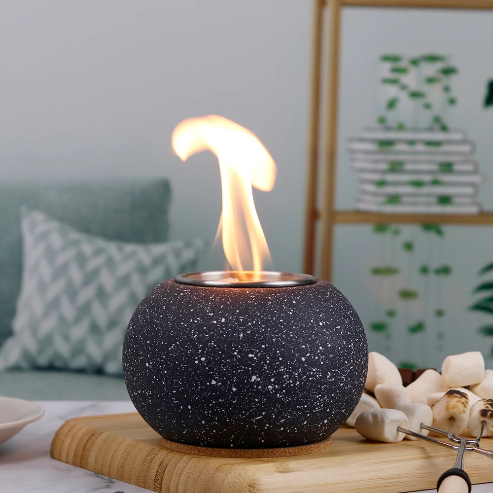 Table top Fire pit Bowl Alcohol Bio Ethanol Stove Concrete brazier Indoor Mini Round Fireplace Smokeless fire Outdoor Fire Pit