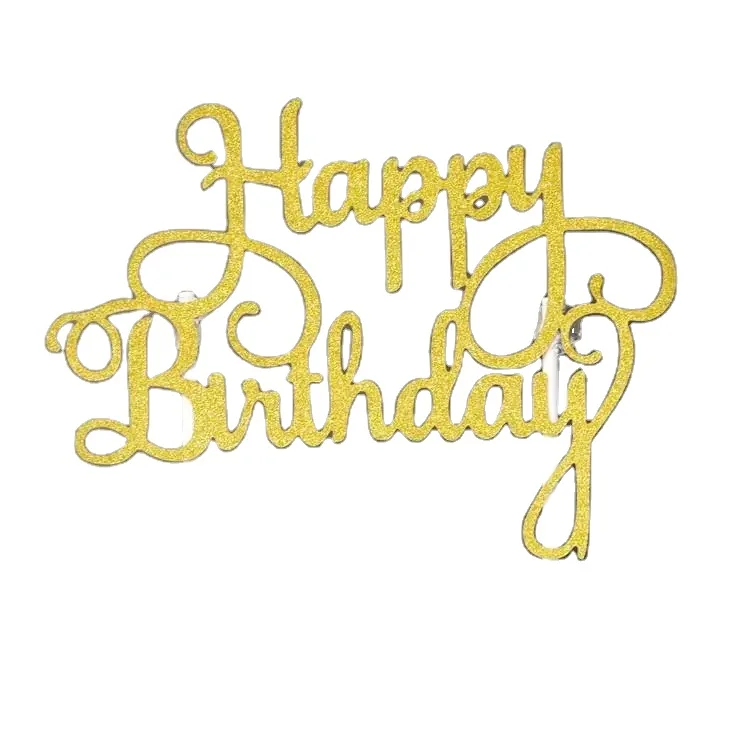 Wholesale Custom Personalized Cake Accessories Happy Birthday Baking Party Decoration Glittered Acrylic Sheet For Cake Topper