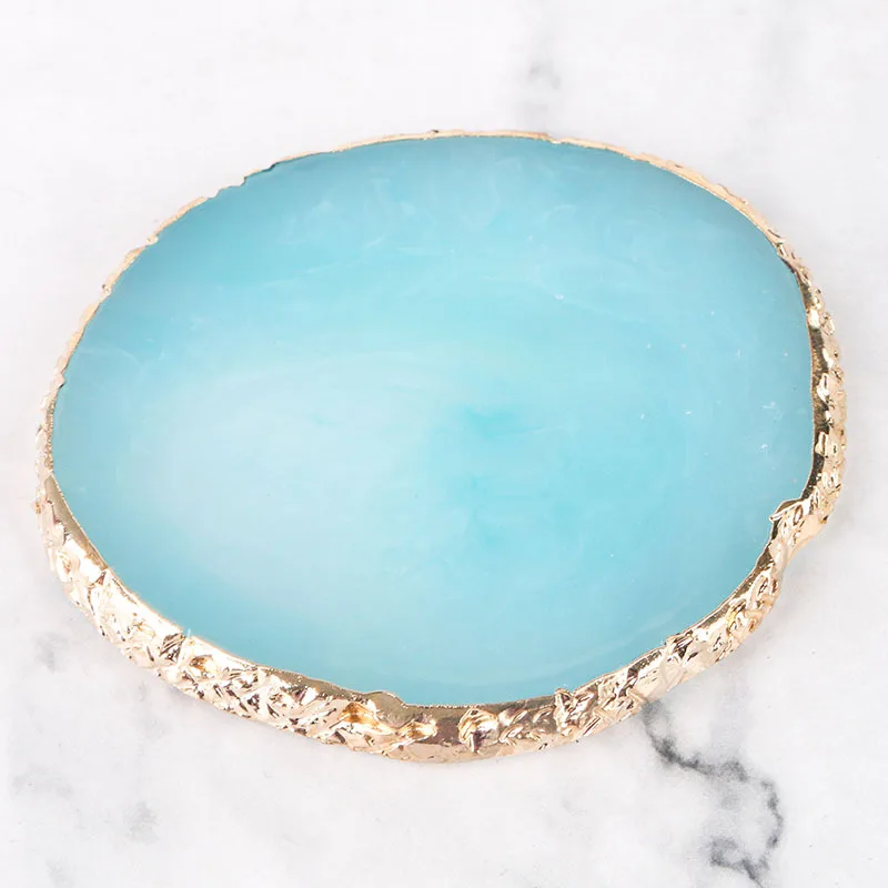 Nail Art Palette Wholesale multicolor Resin Agate Gold Edge Palette for UV Gel Polish Nail Polish acrylic powder Palette